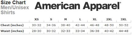 American Apparel T Shirt Size Chart Zerocarboncaravan Net