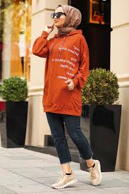 Neva Style Cepli Kapsonlu Kiremit Tesettur Sweatshirt 1143krmt Tesetturisland Com Svetsortler Kapsonlular Rahat Kiyafetler