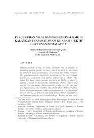 Articles/journals published with aims and scope. Pdf Pengukuhan Nilai Dan Profesionalisme Di Kalangan Penjawat Awam Ke Arah Efektif Governan Di Malaysia Mohd Izani Bin Mohd Zain