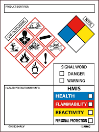 Discover our range of products in advanced panel hmis: Ghs Secondary Container Labels Write On With Picto Images Nfpa Hmis Signal Word Info 4x3 Ps Vinyl 250roll Jendco Safety Supply