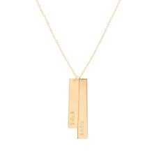 Gold Double Vertical Bar Necklace Vertical Nameplate Necklace Vertical Name Necklace Vertical Bar Necklace Bar Necklace Bar Necklace Personalized