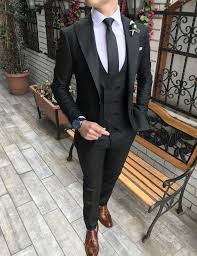 Terziademaltun Italyan Stil Slim Fit Ceket Yelek Pantolon Siyah Takim Elbise T3009 1 Mens Fashion Suits Designer Clothes For Men Suit Fashion