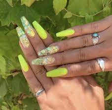 Nails Acrylicnails Nailart Neon Yellow Clear Longnails Rings Accessoriesjewelry Accessori Neon Acrylic Nails Acrylic Nails Yellow Yellow Nails Design
