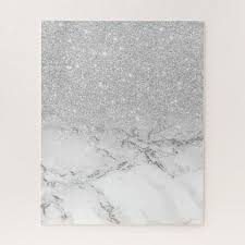 Black And Silver Glitter Wall Art Modern Faux Grey Silver Glitter Ombre White Marble Jigsaw Puzzle Marble Gifts Style Stylish Nature Unique P Glitter Wall Art Unique Canvas Art Glitter Canvas