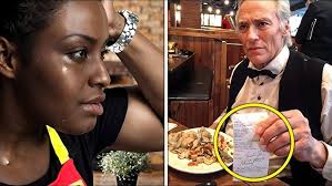 Black Waitress Serves Clint Eastwood, Then He Gives Her A Note. Reading It,  She Bursts Into Tears!