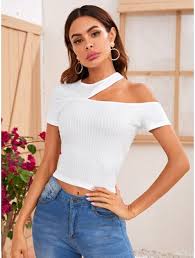 Roughly the amount of yarn you might have lying around following the completion of a larger project. Buy Shein Choker Asymmetrical Neck Rib Knit Top Online Topofstyle