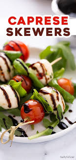 Want some great ideas for cold party appetizers? Mini Caprese Skewers Recipe Belly Full