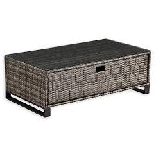 Sienna outdoor coffee table with teak finish and concrete top quick look. Tommy Hilfiger Oceanside Rectangle Rattan Outdoor Coffee Table In Grey Bed Bath Beyond