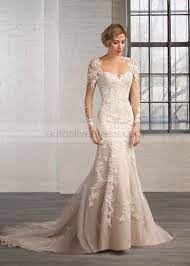Ivory Lace Tulle Long Sleeves Keyhole Back Champagne Lining Wedding Dress Green Wedding Dresses Wedding Dresses Wedding Dresses Beaded