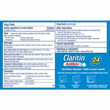 Place 1 tablet on tongue; Claritin 24 Hour Non Drowsy Allergy Reditabs 10mg 30 Ct Kroger