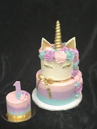 First Birthday Happy Cake Images For Girls Baby S 1st Birthday Unicorn Cake With Coordinating Smash Cake Unicorn Birthday Cake First Birthday Cakes Birthday Cake Girls