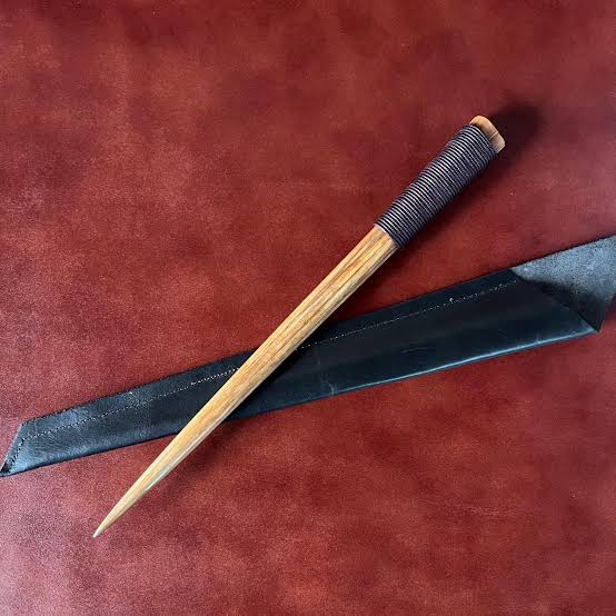 Cord-wrapped bill with a custom sheath, AI generated