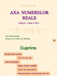 Forma algebrica a unui numar complex este cu si. Axa Numerelor
