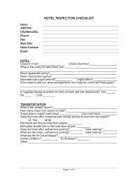 Hotel Inspection Checklist Inspection Checklist Checklist Inspect