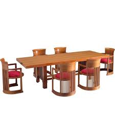 Frank Lloyd Wright Taliesin Dining Table And Barrel Chairs For Cassina Dining Table Art Deco Interior Design Dining Table Chairs