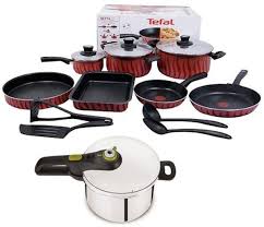 Tefal 14 Piece Tempo Cookware Set With Pressure Cooker Multicolour Cookware Set Tefal Kitchenware