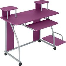 Student desk for bedroom amazon. Tectake Computer Desk Work Table Youth Student Office Work Station Furniture Purple Amazon Co Uk Desk Furniture Computer Desk