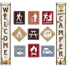 Shop wholesale camper decor now at wholesale accessory market! Buy Camping Themed Party Decorations Set Big Size Laminated Camping Sign Cutouts Camping Party Banner Welcome Porch Sign For Camping Themed Birthday Baby Shower Decorations Online In Indonesia B07txp2xdt
