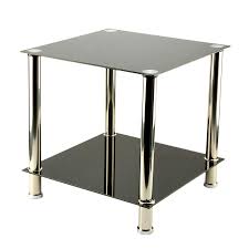 Sold in set of two; Kingsaid Modern 2 Tier Glass Shelving Rack Side End Table Furniture Lamp Coffee Table Black Buy Online In Guyana At Guyana Desertcart Com Productid 89546597