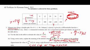 Ch 4 Rieman Sum Table Problems Youtube