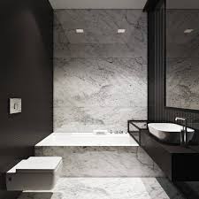 Marmor Im Badezimmer Schwarz Weiss Kombinieren Minimalistische Badgestaltung Luxusbadezimmer Minimalistische Bader