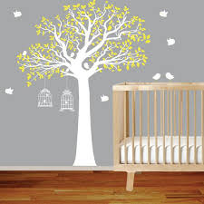 mur autocollant stickers oiseau jaune arbre set nursery wall sticker vinyle avec cag autocollants muraux en vinyle peinture murale chambre autocollant stickers