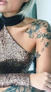 Black and white cherry blossom tattoo. Unique Flower Shoulder Tattoo Ideas Full Arm Sleeve Cherry Blossom Tatouage For Wo Shoulder Tattoos For Women Sleeve Tattoos For Women Flower Shoulder Tattoo
