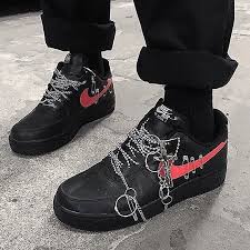 Custom Black Nike Air Forces Customized Nike Air Force 1 Sneakers Men Fashion Aesthetic Shoes Mens Fashion Edgy
