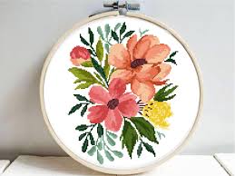 Or take a photo from your own garden. Floral Modern Cross Stitch Pattern Botanical Flower Watercolor Easy Nature C Cross Stitch Patterns Flowers Modern Cross Stitch Patterns Simple Cross Stitch