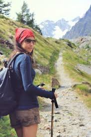 Hiking Girl On High Mountain Trail In Aosta Valley Hiking Girl Trekking Outfit Women Trekking Outfit