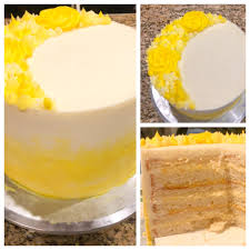 Six Layer Lemon Cake Filled With Lemon Curd And Lemon Bavarian Cream Covered In Lemon American Buttercream Fondanthate