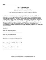 American Civil War Worksheet American Civil War War Worksheets