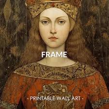 Medieval Queen Print, Middle Age Royal Lady Portrait Painting, Printable  Wall Art, Instant Download