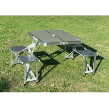 New Outdoor Garden Aluminum Portable Folding Camping Picnic Table With 4 Seats Folding Picnic Table Picnic Table Camping Picnic Table