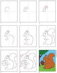 Some of the drawings include cupcakes, adorable elephants, animated cartoon characters, cats, robots, puppies, dolphins, fish and various others. How To Draw A Squirrel Art Projects For Kids
