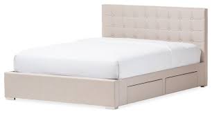 Queen size platform bed frame with storage drawers. In Stock Rene Fabric 4 Drawer Storage Platform Bed Contemporary Platform Beds By Baxton Studio Houzz
