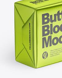 Metallic Butter Block Mockup In Packaging Mockups On Yellow Images Object Mockups