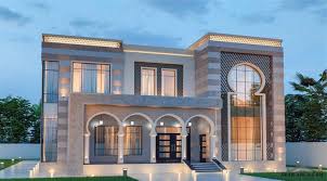 خطة فيلا 5 غرف نوم طابقين بمصعد داخلي الارض 20 20 متر Modern House Facades Model House Plan Classic House Design