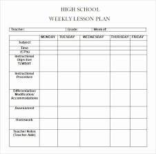 Elementary Weekly Lesson Plan Template Elegant Free 7 Sample Weekly Lesson Plans Template High School Weekly Lesson Plan Template Editable Lesson Plan Template
