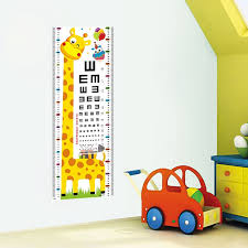 High Quality 1pc Kids Children Baby Growth Height Chart Eye Chart Wall Sticker Cartoon Giraffe Animal Height Sticker Home Decor