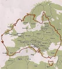 Australia In Europe Map Graeme Meehan On Twitter | Australia Map, Map, Geography