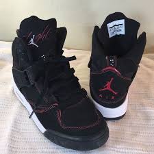 Black And Red Jordans High Tops Nike High Top Black Air Jordan Flight With Box Nike High Tops Air Jordans Black High Tops