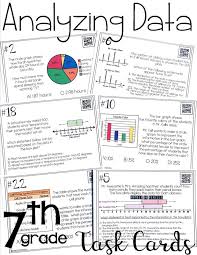 These Data Analysis Task Cards Were Perfect For My 7th Grade Math Students I Love How The Students Hav Data Analysis Activities 7th Grade Math Comparing Data