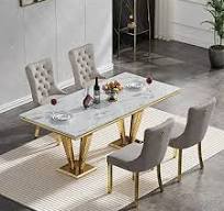 Amazon.com: Mesa de comedor moderna de mármol de imitación ...