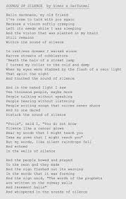 Ayayayangh Probably One Of The Most Beautiful Poems Ever Sung Sounds Of Silence By Simon Garfunke Great Song Lyrics Music Lyrics Sound Of Silence Lyrics