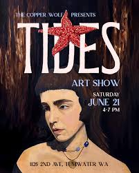 Here's a peek at a new painting by @cognitronic that will be in our Tides  Art Show at The Copper Wolf this Saturday, June 21st from 4-7pm 🌝 The show  will feature