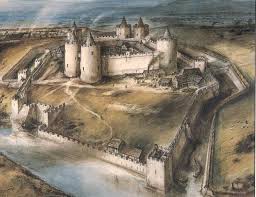 This Is A Painting Of What The Castle Would Have Looked Like In The Middle Ages Look At How Busy It Is Castles Castle Illustration Castle Art Fantasy Castle