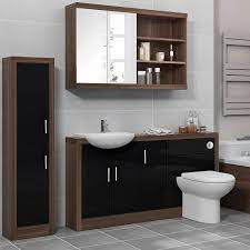 Shop for bathroom furniture in bath. Lucido 1500 Fitted Bathroom Furniture Pack Black Buy Online At Bathroom City