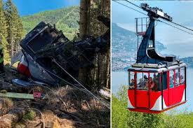 The stresa to mottarone cable car takes 20 minutes to get to the top of mount mottarone (1,491m2 / 4,892 ft2). K Ylvuoc1fg33m