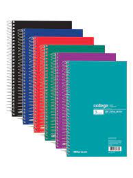 Office Depot Brand Wirebound Notebook Perforated 6 X 9 12 3 Subjects College Ruled 150 Sheets Assorted Colors No Color Choice Office Depot